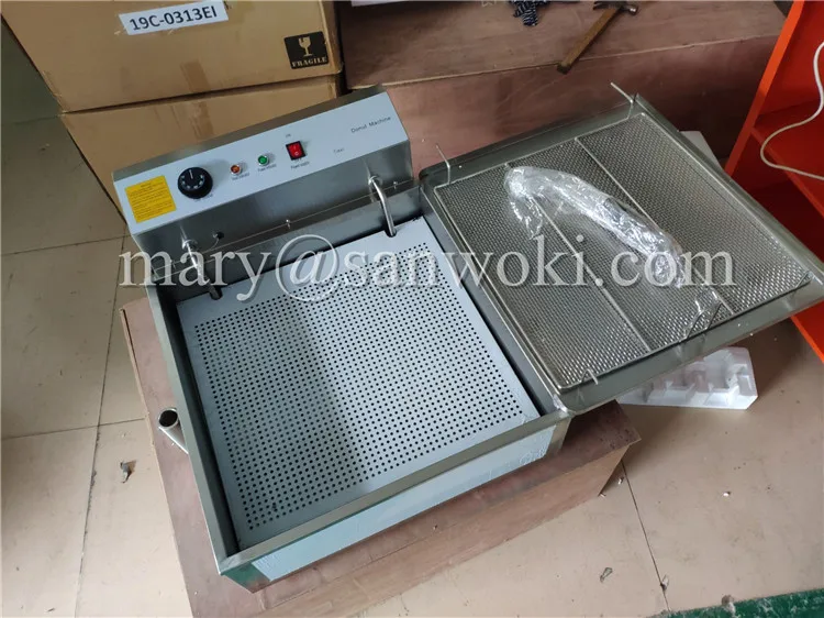 ماكينة قلي دونات كهربائية تجارية من الفولاذ المقاوم للصدأ مقلاة دونات متعددة الوظائف فرن مقلاة كروس مع خزان زيت 25L