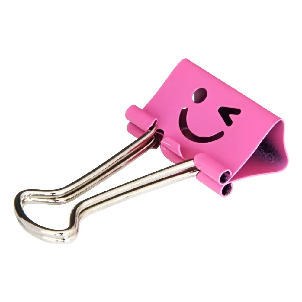 24PCS 48PCS/BOX Deli 8486 8487 Cartoon Smile Face Stainless Binder Clips Paper Clips 19mm 25mm Full Box