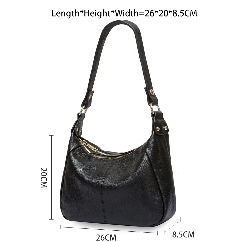 Zency 100% Genuine Leather Classic Black Women Shoulder Bag Fashion Crossbody Messenger Purse For Female High Quality Handbag