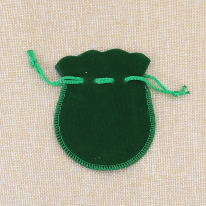 Wholesale 100Pcs/lot 7x9cm Green Velvet Bag Gourd Drawstring Pouch Favor Jewelry Packaging Bag Cute Christmas/Wedding Gift Bags