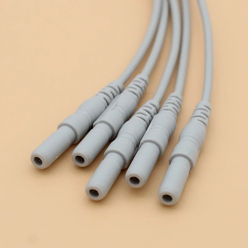 5-leads EEG/EMG/ECG/EKG din1.5 holter cable, Leadwire of Electrode Clip for disposable electrode pad and eeg cap.
