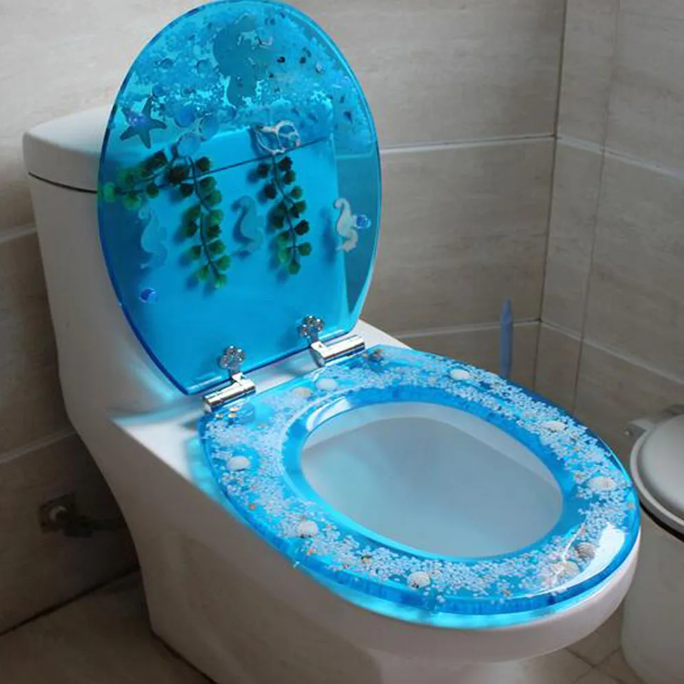 48*38 Cm Bermutu Tinggi Biru Muda Yang Indah Resin Toilet Kursi Penutup