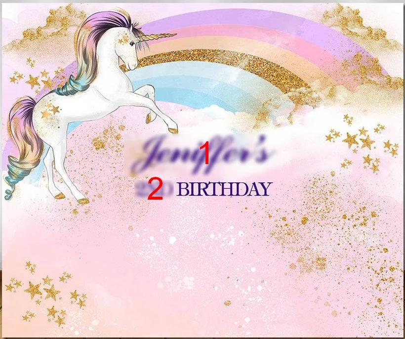 Custom Rainbow Unicorn 1st Gold Glitter backdrops Vinyl cloth High quality Computer print party birthday  background ZH-320