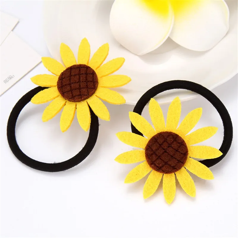 1PCS Lovely Sunflower Elastic Hair Bands Toys For Girls Handmade Bow Headband Scrunchy Kids Hair Accessories For Women 2018