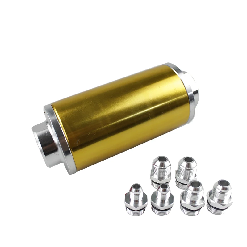 RASTP-Aluminum High Flow Fuel Filter with 100 Micron Element Steel High Pressure Performance With 3 Fittings RS-FP002