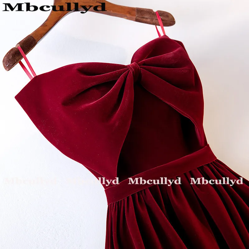 Mbcully-Vestidos de Fiesta largos de terciopelo para chicas, vestidos formales de fiesta de noche, color burdeos, sexys, de lujo, envío gratis, 2023