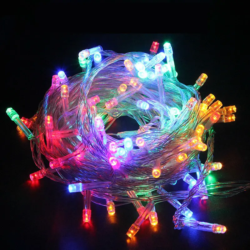 220 فولت 10 متر 100 المصابيح أدى سلسلة أضواء أضواء أضواء الجنية في الهواء الطلق أدى ضوء مصباح الزفاف الديكور