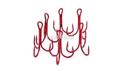 100pcs/lot  Fish Hook Treble Hooks Red Fishhook Peche Carpe Triple Fishing Hooks Free Shipping