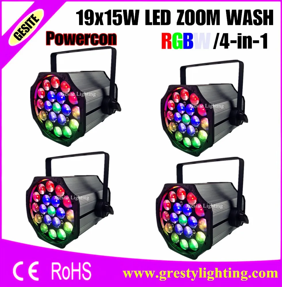 

4pcs/lot 19x15w RGBW Wash/Zoom DMX512 led par light Professional DJ Stage