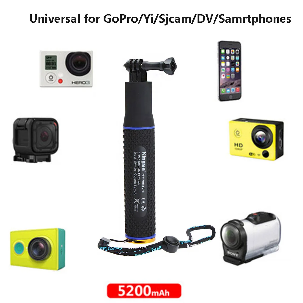 Impugnature portatili Selfie Stick con 5200mAH Power Bank Bar monopiede per Gopro Hero 11 10 9 8 7 6 5 DJI Sjcam Yi Action Camera Phones