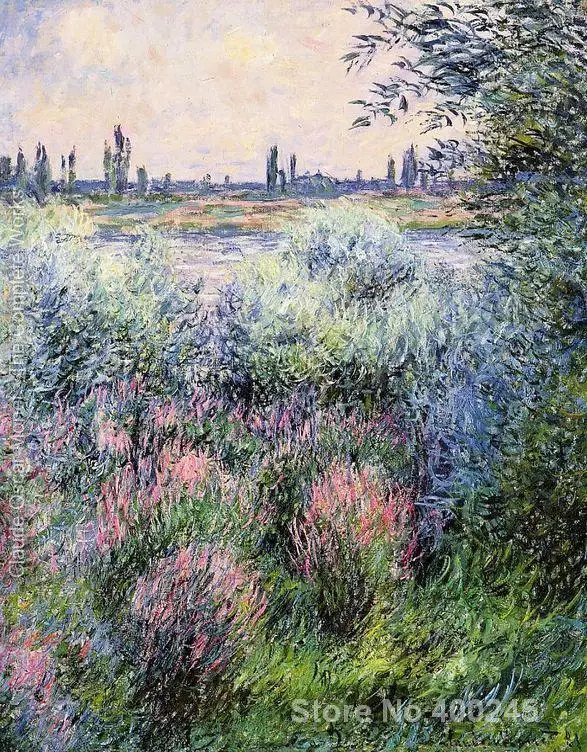 Painting by Claude Monet A Spot On The Banks Of The Seine Bedroom decor oil on Canvas Handmade High quality