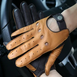 Hohe Qualität Hirschleder Handschuhe Männlichen Neue Echt Leder Handschuhe Mann Lokomotive Fahren Handschuhe Nicht-Slip Atmungsaktive Fäustlinge M065W-2