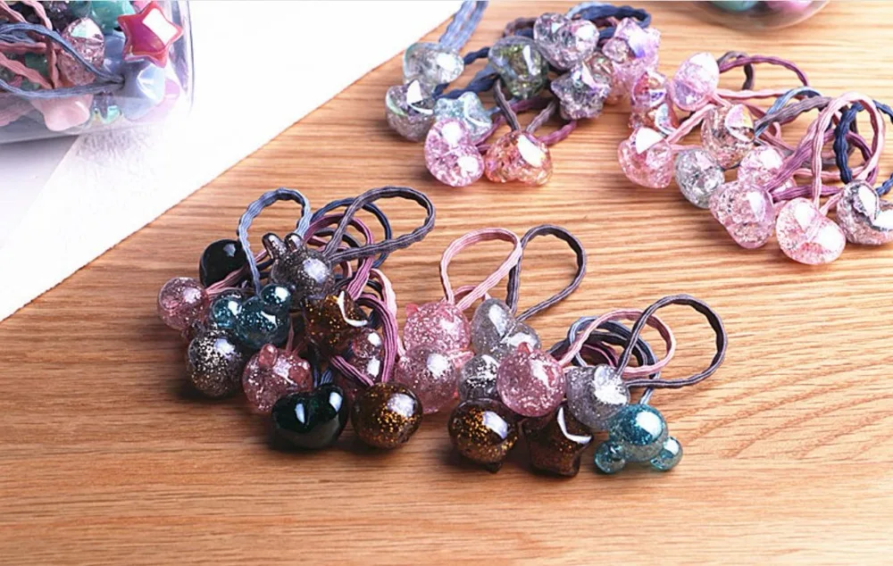 20PCS New cartoon  Color Ball Kids stars head elastic hair rubber bands Baby Headdress Hair Ropes Girls Hair Accessories