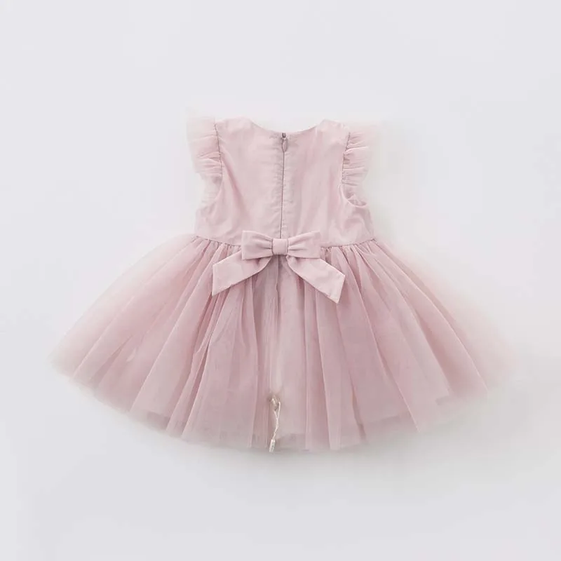 DB7536 dave bella baby embroidered butterfly dress children birthday party wedding chiffon clothes girls Princess dress