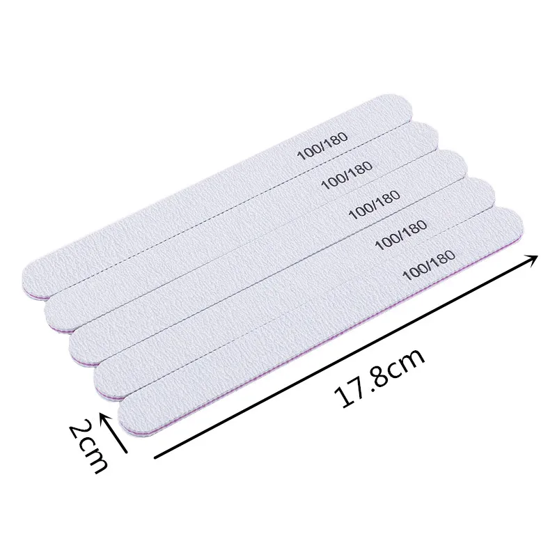 5pcs/lot Nail File Sandpaper Nail Polish Buffer Blocks For UV Gel 100/180 Manicure Pedicure Finger Care Nail Art Beauty Tools