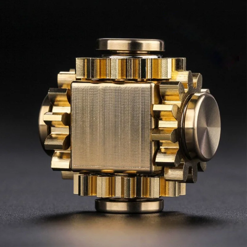 Fingertip gyro gear linkage cube pure copper finger mechanical gyro adult decompression toy gift craftsman feelings