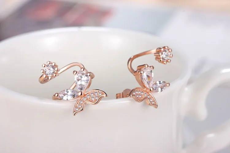 New Arrival Hot Sell Fashion Butterfly 925 Silver Needle Ladies Stud Earrings Jewelry Gift Wholesale Anti-allergic Women Girl