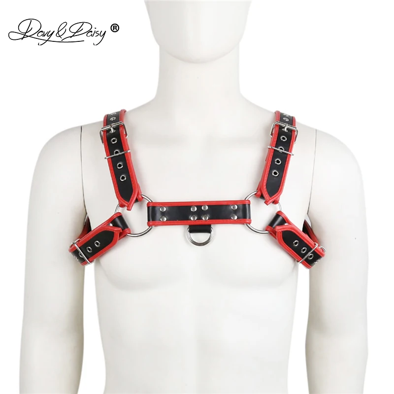 

DAVYDAISY Men Adjustable PU Leather Lingerie Vest BDSM Bondage Gay Chest Harness Erotic Adult Game Male Sexy Costumes TA505