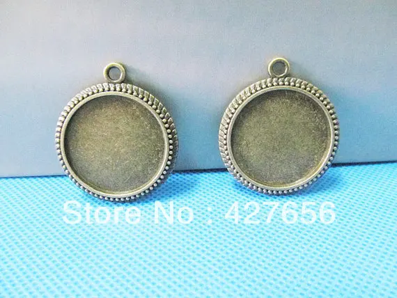 5pcs Antique Bronze Round Base Setting Bezel Tray Pendant Charm/Finding,Caved Border,fit 25mm Round Cabochon/Cameo,DIY Accessory