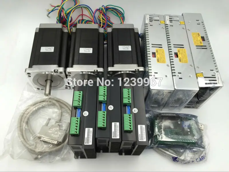 3 Axis CNC Kit 3pcs NEMA34 8.2Nm Stepper Motor + 3pcs Stepper Driver MA860H + 400w Power Supply + 5 Axis CNC Breakout Broard