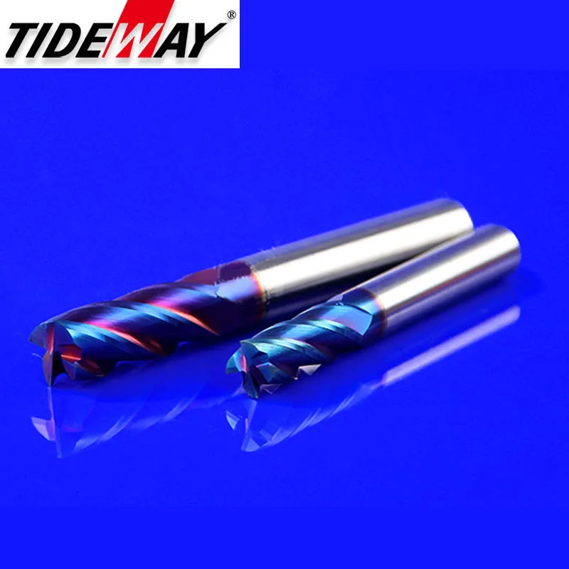 Imagem -04 - Fresa de Carboneto de Tungstênio Hrc 65 Graus Flautas Nano Ponta de Revestimento Azul Haste 10 mm Harden para Fresa de Liga de Alumínio
