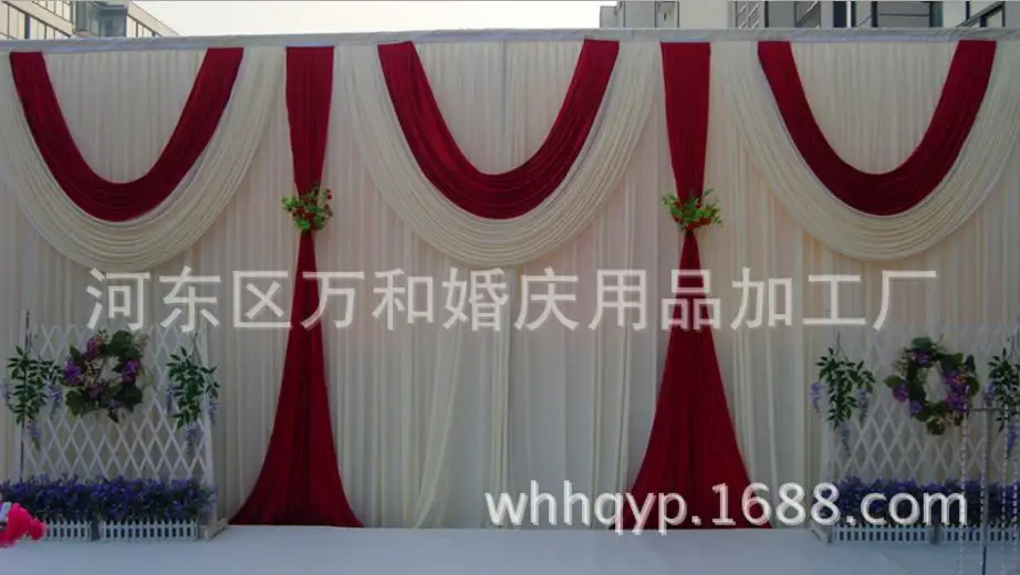 Customade Backdrop Curtains 10ftX20ft Fashion Burgundy Swag Wedding Stage Background Drops Party Backdrops