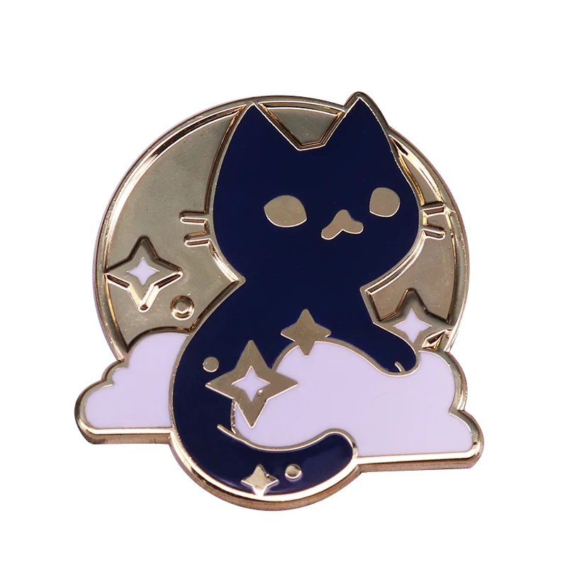 Cosmic black cat brooch stars space pin cute cloud kitten badge astronomy astronaut gift