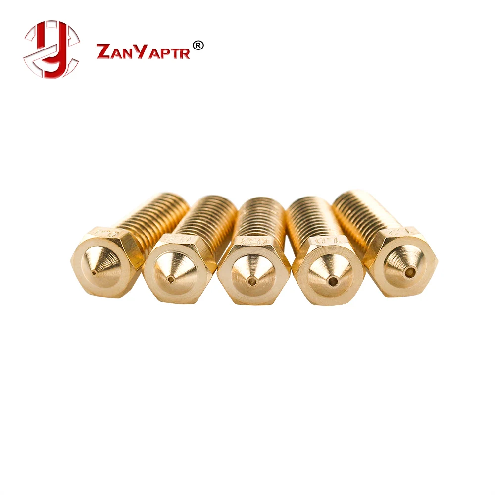 5Pcs/lot New Volcano 3D printer All metal brass E3D Lengthen extruder nozzle 0.4/0.6/0.8/1.0/1.2mm For 1.75/3mm supplies