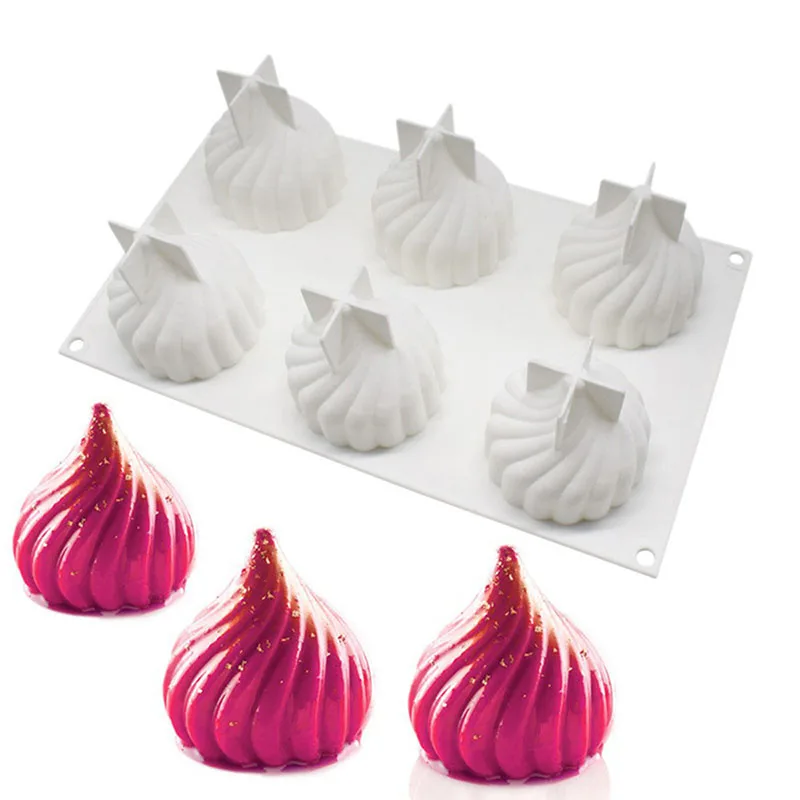 DIY 6 Cavities Onion Shape 3D Silicone Molds For Cake Mousse Pastry Baking Tools Cake Dessert Fondant Chocolate Mould