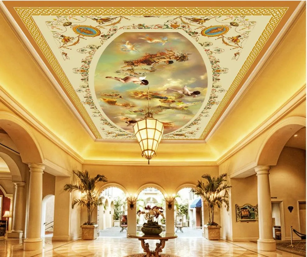 

Ceiling murals wallpaper Angel ceiling mural painting murals Custom 3d photo wallpaper ceilings