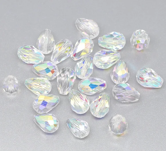 DoreenBeads Clear AB Color Crystal Glass Faceted Teardrop Beads 5500 11x8mm, sold per packet of 50(B10449), yiwu