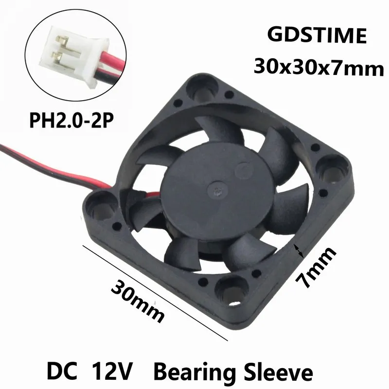 Gdstime 1 Piece 12v 30x30x7mm Small Equipment Brushless DC Cooling Cooler Fan 30mm x 7mm 3cm 3007 2Pin 2.0