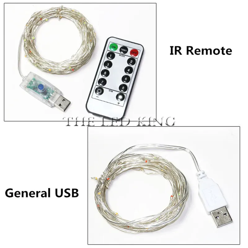 Remote control USB /Battery 2M 5M 50LEDs 10M 100LEDs LED Copper Wire String light Indoor Outdoor Decoration Fairy Light