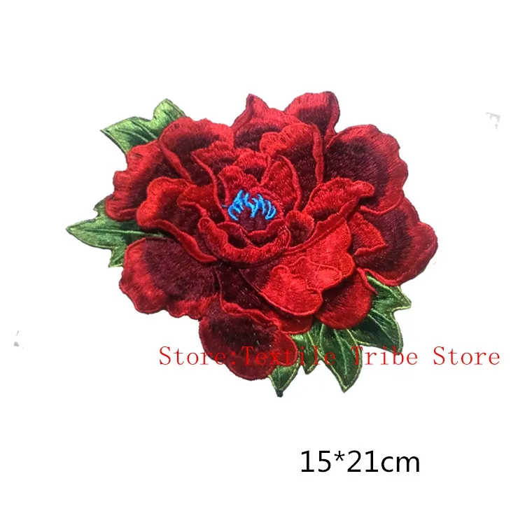 3D Ricamo Peonia Fiori Patch Sew on per I Vestiti Da Cucire Applique Artigianato FAI DA TE Fatti A Mano Eco-Friendly Applique