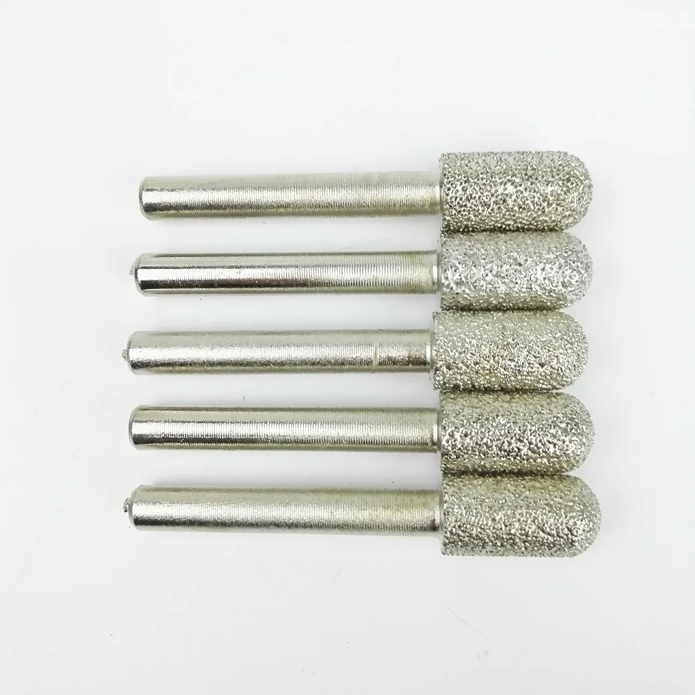 DIATOOL #4 5pcs Vaccum Brazed Diamond Burrs Rotary Tool For Stone Concrete 10x20MM Cylinder Ball End Grinding Head Grinding Bits