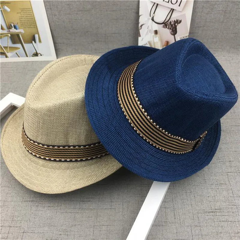 New Straw Cap Baby Hats Children Jazz Cap Bucket Hat Sun Cap Summer Hat For Girls Boys Panama Hat Photography Props