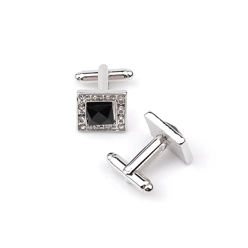 3 Color Elegant Men Cufflinks High Quality Classic Luxury Rhinestone Crystal Square Cufflink Male French Shirt Cuff Button