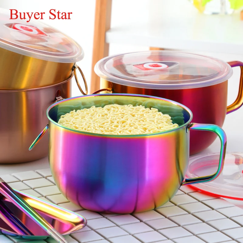 1 PCS Multifunction Noodle Bowl With Handle Ring Salad Ice Cream Soup Instant Noodle Bowl  Food Container Kitchen Tablewares