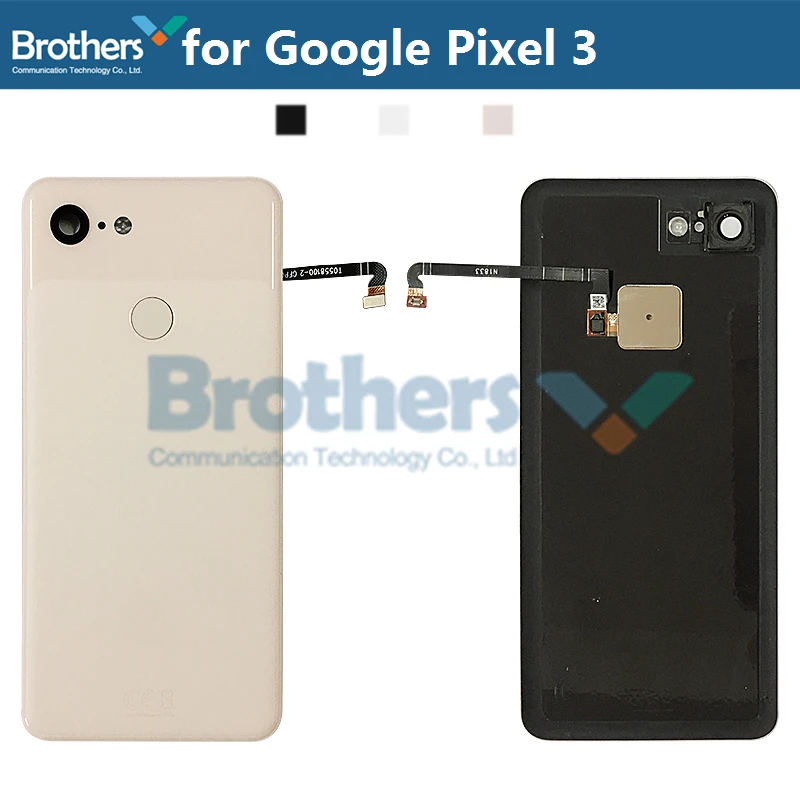 Battery Housing for Google Pixel 3 Back Cover with Camera Lens Glass Fingerprint Flex Cable Back Door Rear Housing Replacement