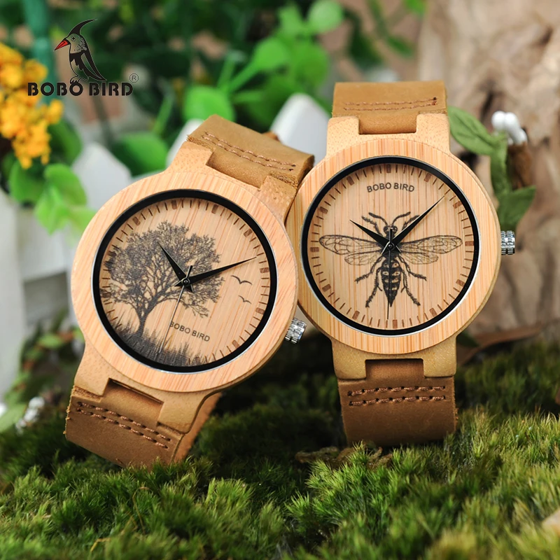 

BOBO BIRD Watch Men Wooden Lifelike Print Dial Face Quartz Watches Fashion 3D Visual Timepieces as Gift relogio masculino