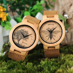 BOBO BIRD Watch Men Wooden Lifelike Print Dial Face Quartz Watches Fashion 3D Visual Timepieces as Gift relogio masculino