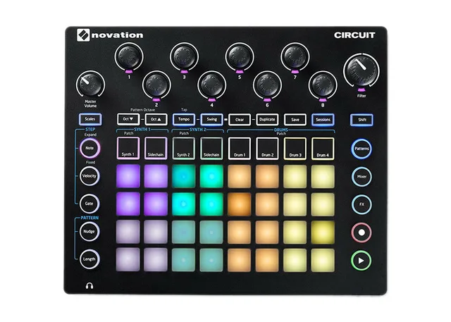 Novation Circuit Groove Box Synthesizer MIDI controller drum machine Electronic music hit pads DJ stage sequencer synth sampler