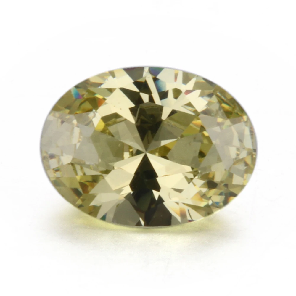 5A Peridot Yellow Diamond Cubic Zirconia Oval Cut Gemstone