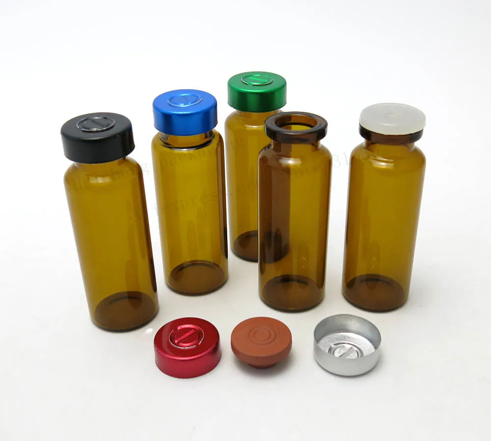 50 x 20ML Amber Injection Glass Vial with Flip  Cap 1/3oz Brown Glass Bottle 10cc Glass Containers