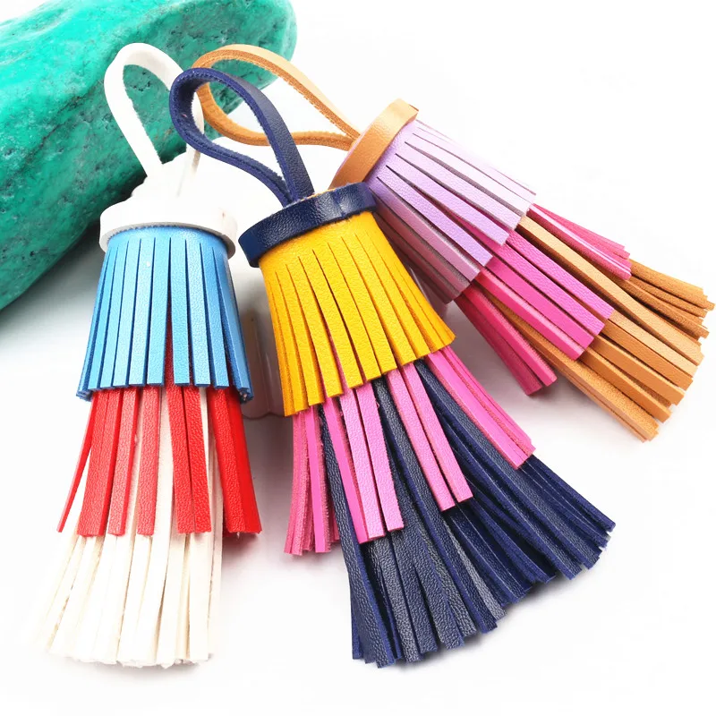 6Pcs Mix Colors Pu Leather Tassels For Women Bag  charms Pendant /Jewelry findings Diy Accessories