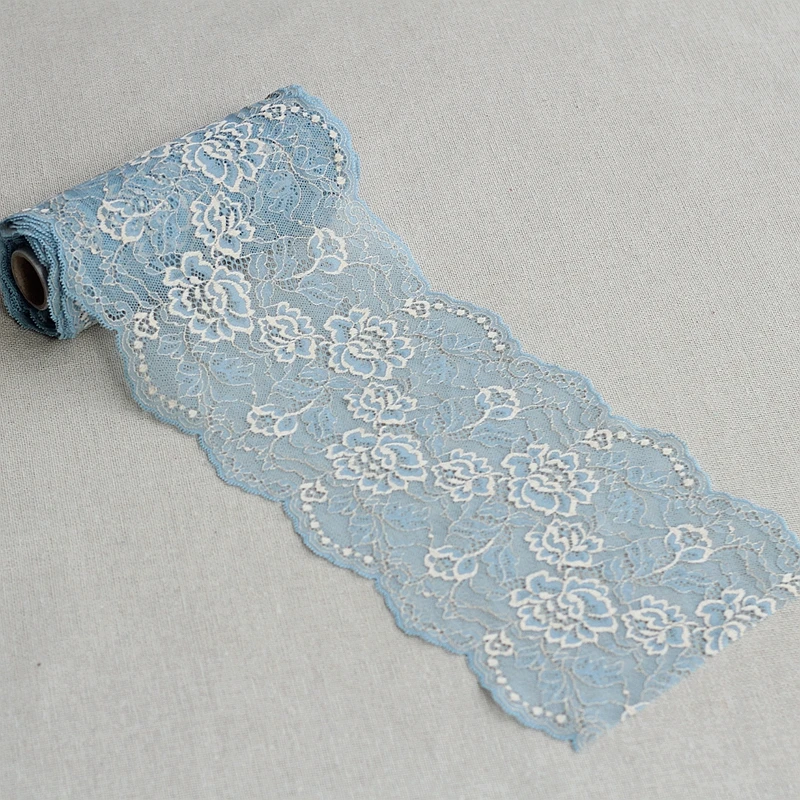 MLAEY 2Yards Blue Exquisite Elastic stretch Lace Trim High Quality Lace Fabric DIY Craft&Sewing Dress Clothing Accessories