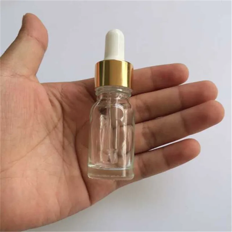 200pcs/lot Empty 10ml Clear Glass Dropper Bottle with glass eye droppers for essential oils aromatherapy e liquid cigarettes