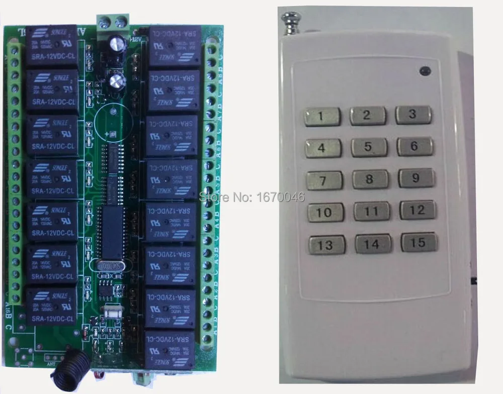 

433mhz 315mhz DC12V 10A 15 CH RF Wireless Remote Control Switch 12V Transmitter & Receiver For lights lamps garage doors motors,