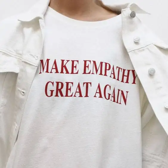 Skuggnas MAKE EMPATHY GREAT AGAIN T-Shirt Casual Cotton Red letter Tee Shirt Tumblr Harajuku Femme grunge goth aesthetic Tops