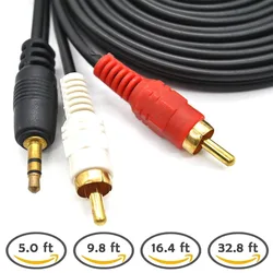 3.5mm Male Jack to AV 2 RCA Male Stereo Music Audio Cable Cord AUX for Mp3 Pod Phone TV Sound Speakers 1.5M/3M/5M/10M